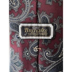 Vintage Britches of Georgetowne Paisley Silk Tie – Burgundy & Navy Made in USA